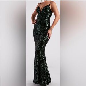 lola formal high slit glitzy glitter dress Lola Formal High Slit Glitzy Glitter Dress